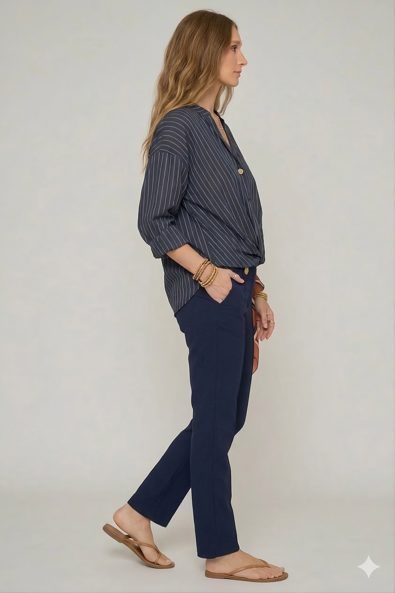 CAMISA RAYAS OVER COLOR AZUL MARINO 3